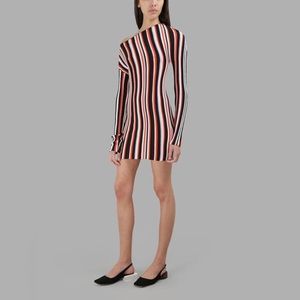 Jacquemus one shoulder striped knit multicolored dress mini 36